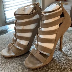 Jimmy Choo Suede/Mirror leather heels